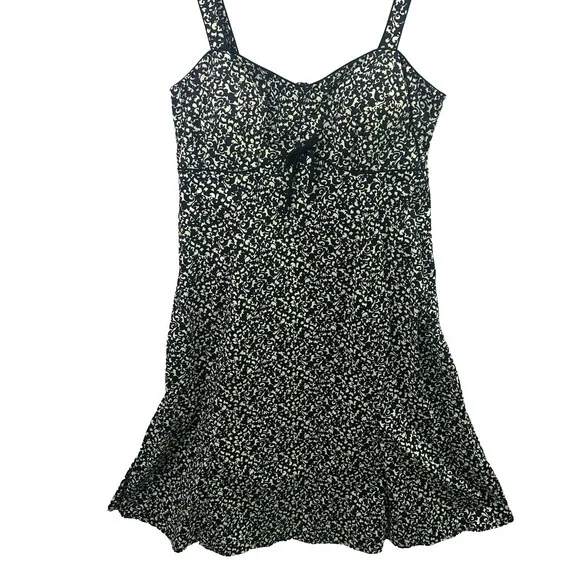 R&K Originals VTG Women's Strap Floral Dress Black/White fit and flare Sz 12 - Picture 1 of 16